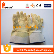 Yellow Latex Crinkle Working Gloves, Cotton or Jersey Liner (DCL413)